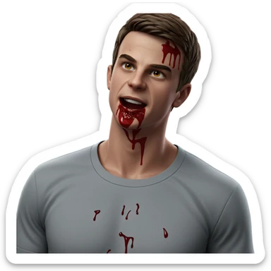 bloody shirt on short haired boy sticker