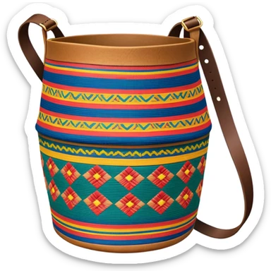 cinematic-realistic-image-of-a-traditional-colombian-mochila bucket bag,-rendered-with-detailed-woven-textures-and-vibrant-patterns bucket bag - with **fabric strap** mochila strap sticker