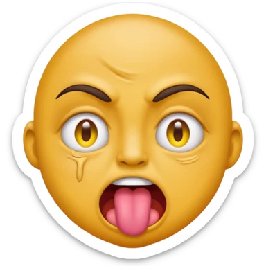 ugly pleading with eyes yellow emoticon🥺👀 emoji with tongue out sticker