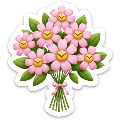 pastel pink flower bouquet, iOS Apple emoji style sticker