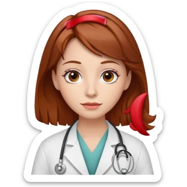 doctor with  hair and red hairclips  sticker