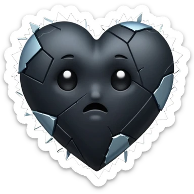 Black heart broken sticker