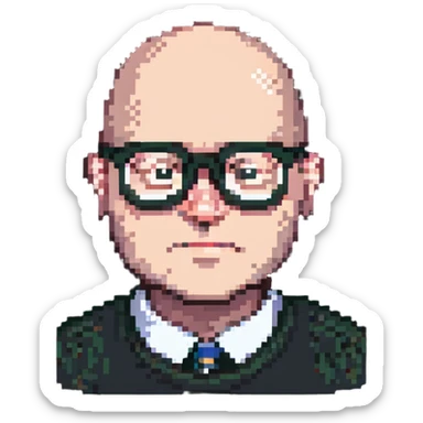 bald guy with glasses, looking dumb sticker