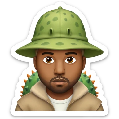 kanye west in a dino hat sticker