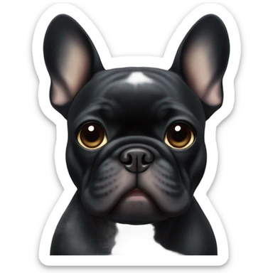Black French bulldog with round face sticker