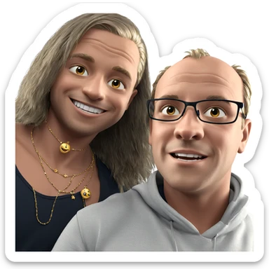 smiling boys with jewelry sticker