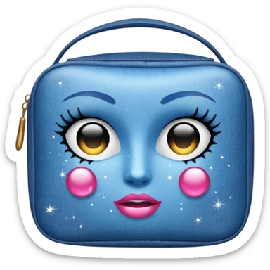 Denim cosmetic bag glittery sticker