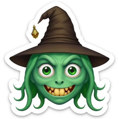 Creat an emoji of an evil monster Witch with Green eyes sticker