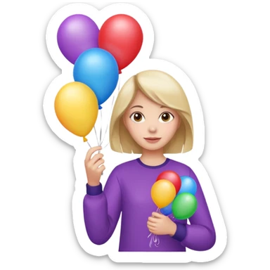 Girl with balloons  sticker