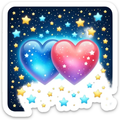 Two hearts one beyond one another with stars in it sticker