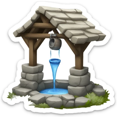 a water well made out of stone sticker