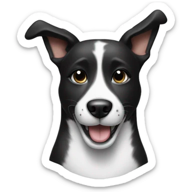 black and white dog smiling and giving a thumbs up sticker
