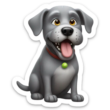 Realistic grey old dog with ball in mouth sticker
