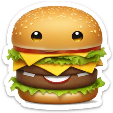 Happy with a burger sticker