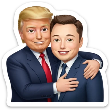 Donald trump and Elon musk in warm embrace sticker