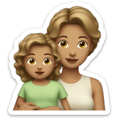 Woman with dark blonde hair with baby boy sticker