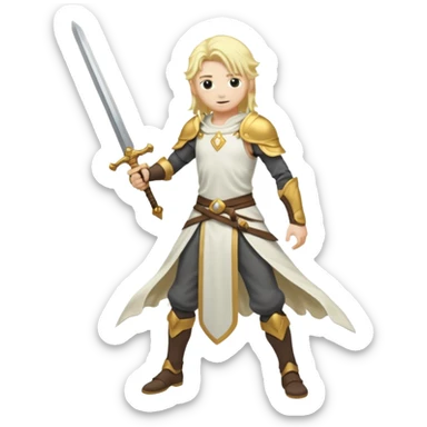 White and golden Aether (from Genshin Impact) with a sword (full body) sticker