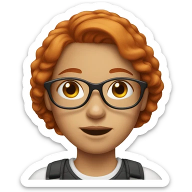 redhead girl with glasses  sticker