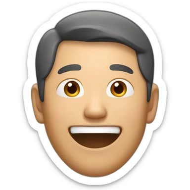 Middle aged asian man giggling sticker