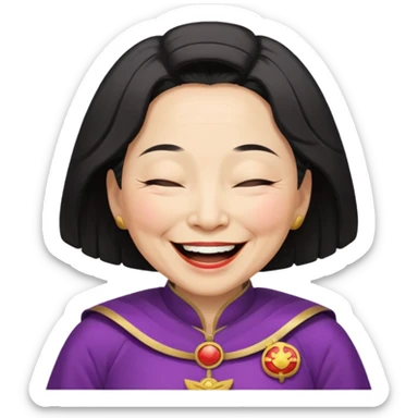 old Chinese superwoman laughing with closed eyes sticker
