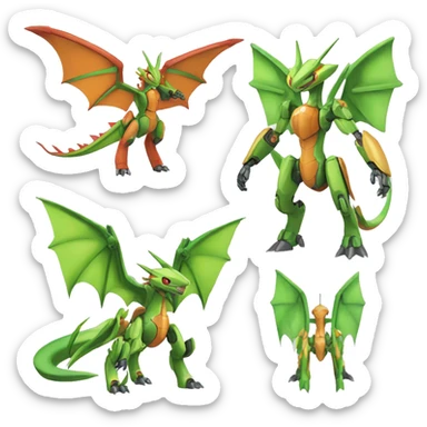 Mechanical Flygon-Scyther-Charizard-raptor-Medabot-Mecha full body sticker