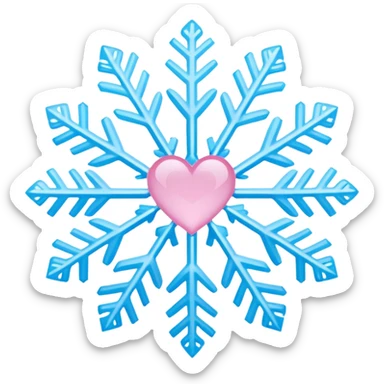 snowflake pink heart color white baby blue and pink sticker