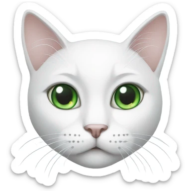 White cat with big green eyes sticker