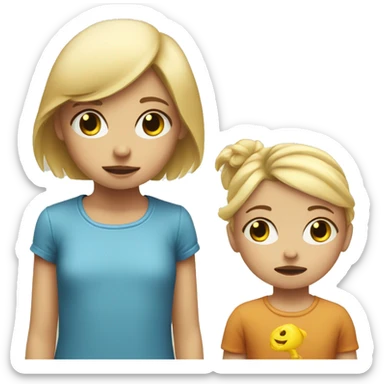 blonde child does not give a toy to another sad blonde child sticker