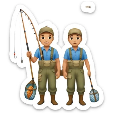two guys entering on their house with fishing rods sticker