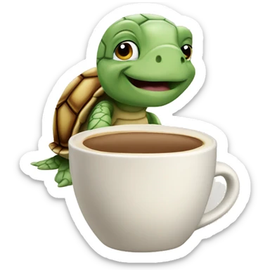 turtle with latte sticker