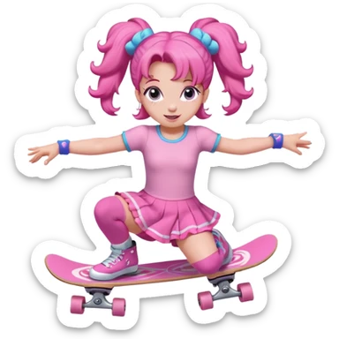 Cute skater girl pinkie pie with two buns and pink outfit, gliding with playful energy. sticker
