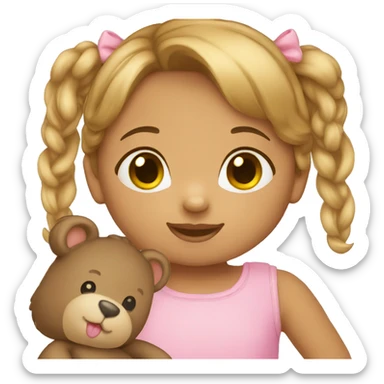 Little girl teddy bear sticker
