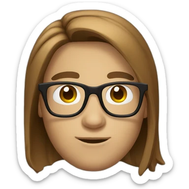 Nerd with long brown straight long hair and round glasses  sticker