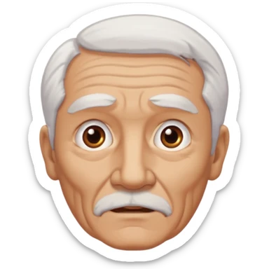 Illustrated emoji of an old man, white hair, dark eyes, tanned skin, without mustache sticker