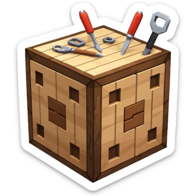 crafting table with tools like a minecraft style cube crafting table 100% like a minecraft table crafting, sticker