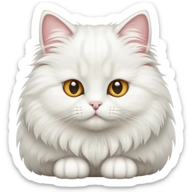 White fluffy cat  sticker