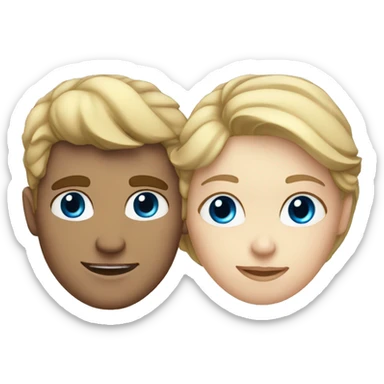 blonde guy with blue eyes and girl with brown hair and eyes sticker