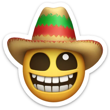 laughing emoji x skull emoji with mexican hat sticker