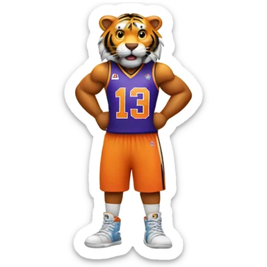 Tiger wearing basketball jersey sticker