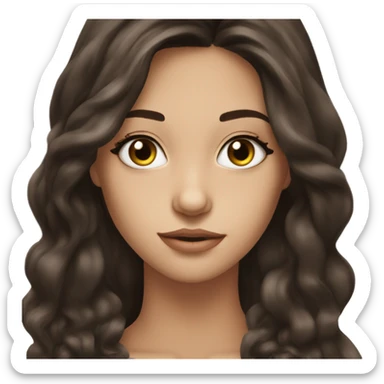 à beatiful long hair dark brunette with thick lashes almond eyes  sticker