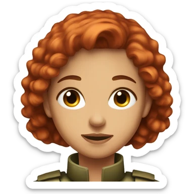 red head pretty brown eyes soldier girl sticker