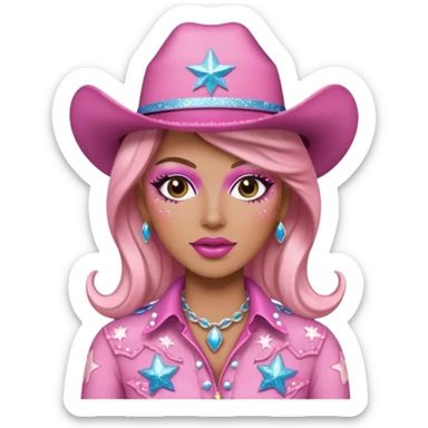 pink cowgirl glitter, drag sticker
