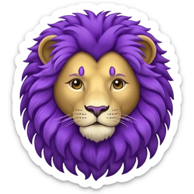 glitter purple and cian lion sticker
