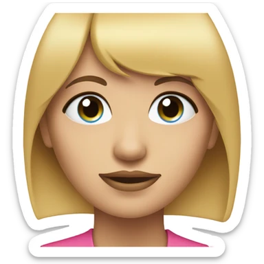 a pink coin that’s all pink but it has a blond woman with bangs on the coin and she has blue eyes and big lips  sticker