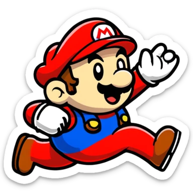 short tiny height Mario running sticker