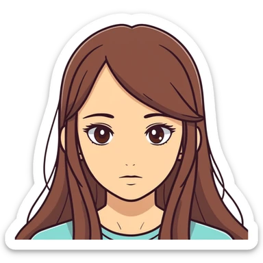 A girl with straight brown long hair long and siren eyes  sticker