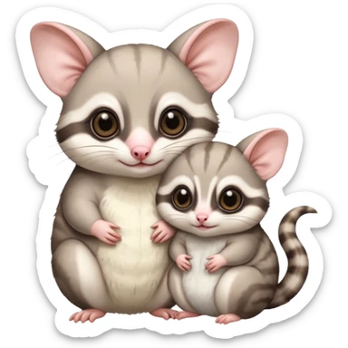 Fat and cute Japanese sugar glider  white. A mom anda a baby one very fat and cute sticker
