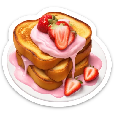 french toast with pink cream and strawberries sticker