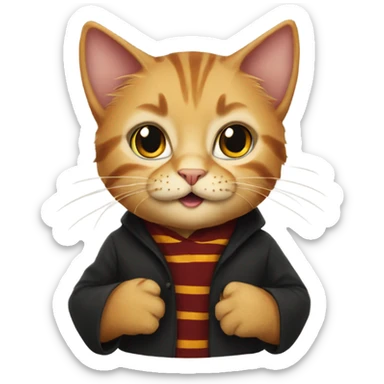 Cat Wearing Harry Potter closes  sticker