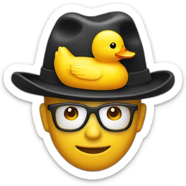 a man wearing a rubber ducky hat sticker